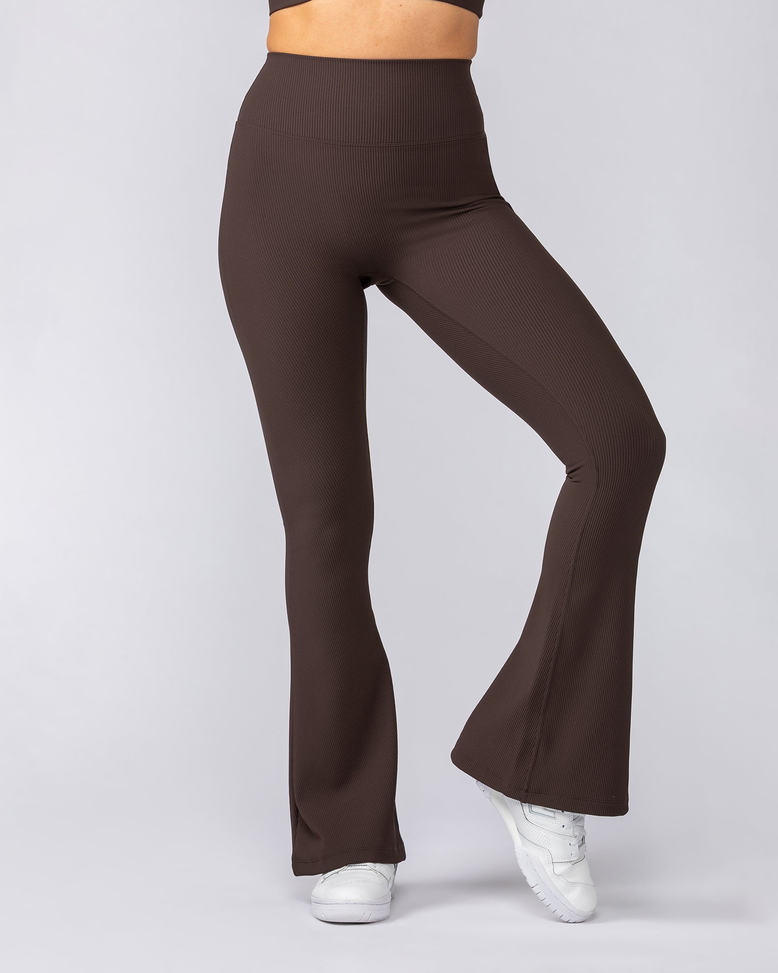 Zero Rise Rib Flare Leggings - Cocoa-Leggings-XXS-042306COCOA-XXS-MNAPPRL23438-2-Muscle Nation