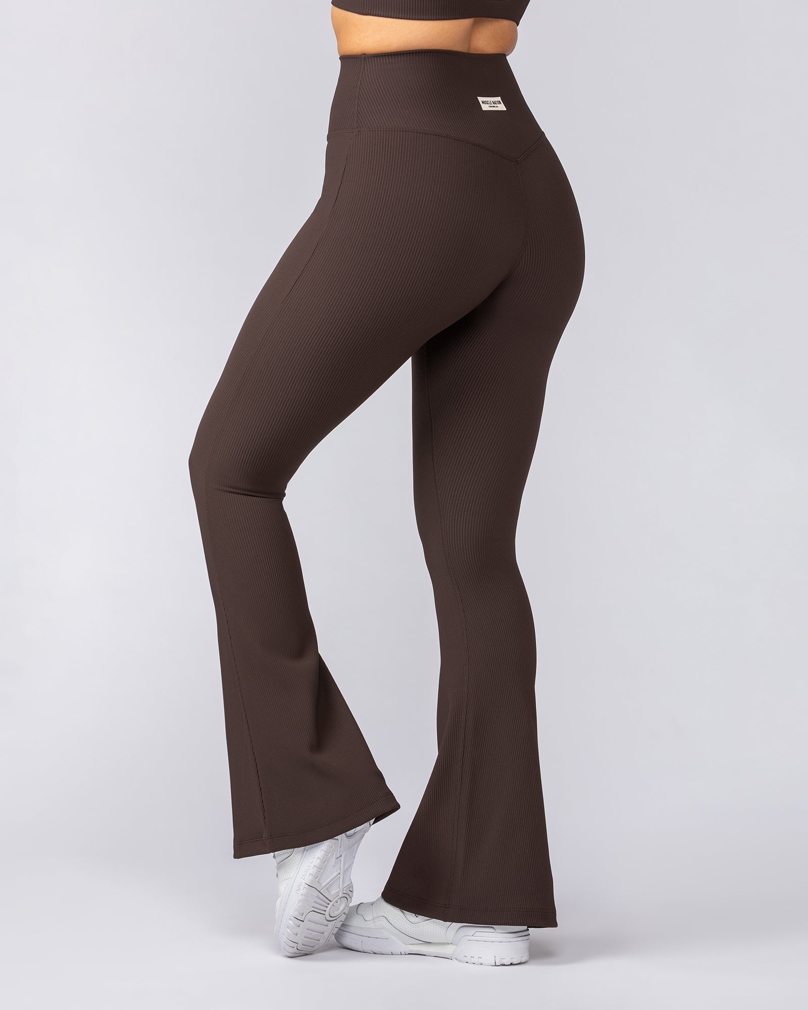 Zero Rise Rib Flare Leggings Cocoa | Women's Leggings | Muscle Nation