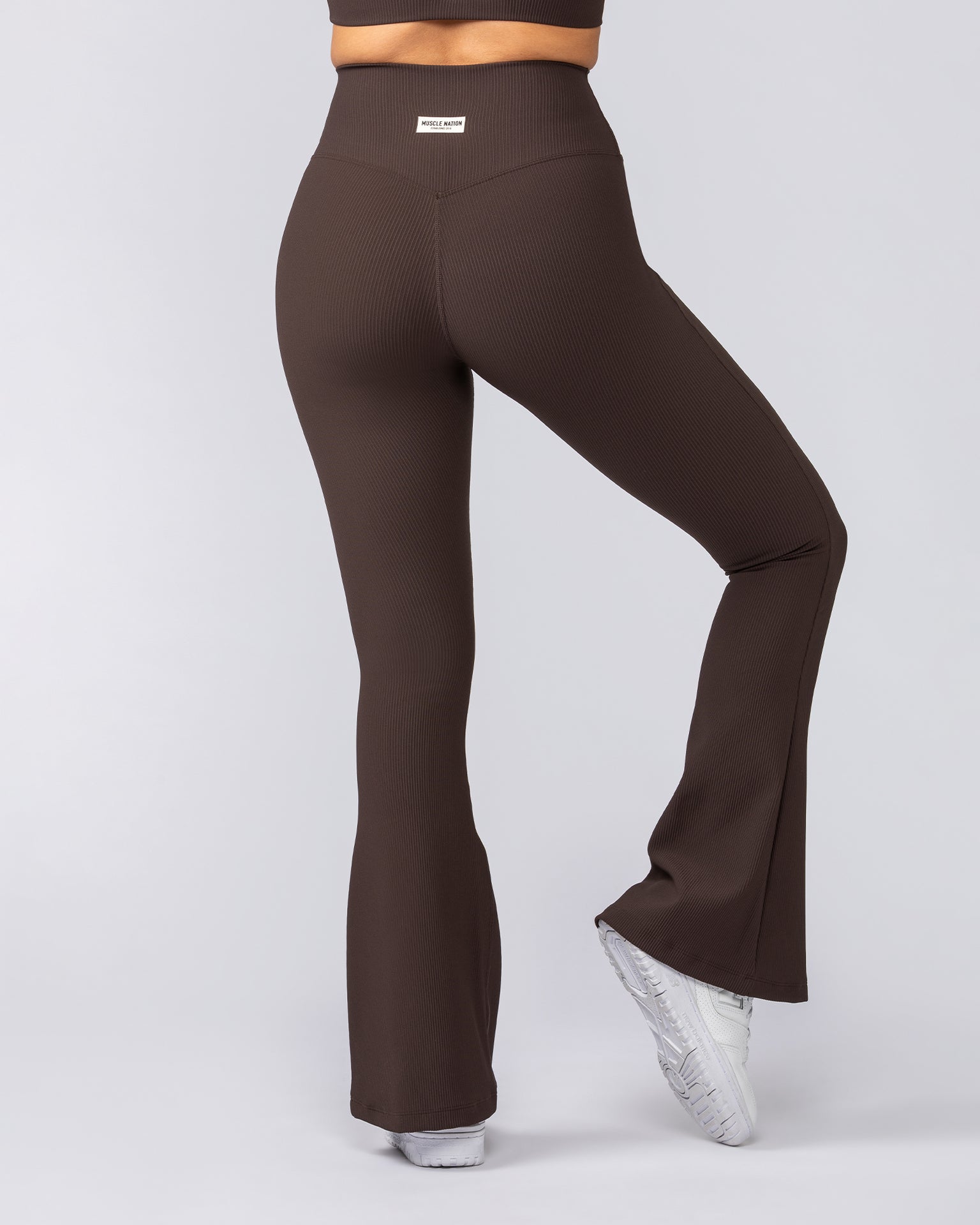 Zero Rise Rib Flare Leggings - Cocoa-Leggings-XXS-042306COCOA-XXS-MNAPPRL23438-5-Muscle Nation