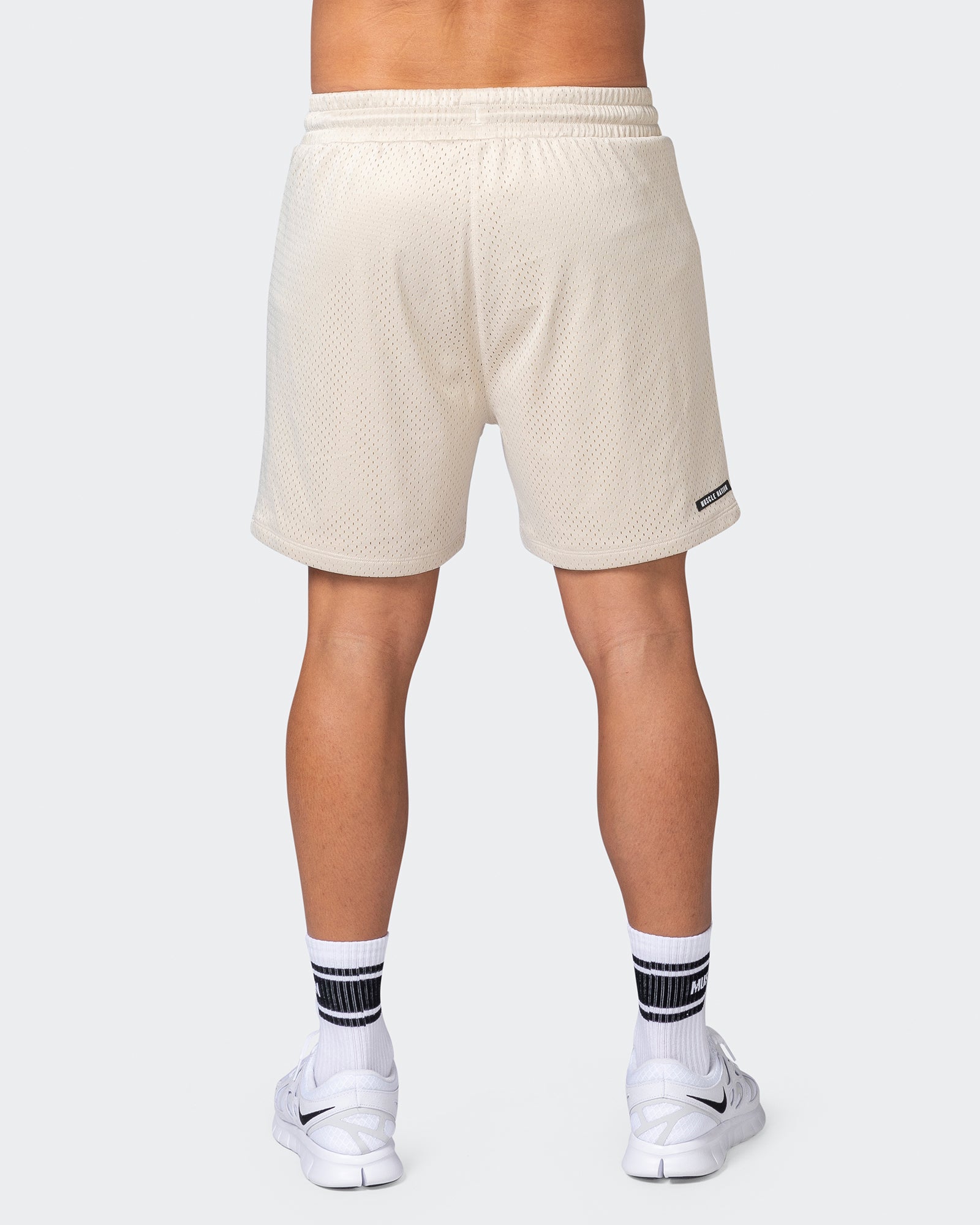 Essentials graphic mesh deals drawstring shorts