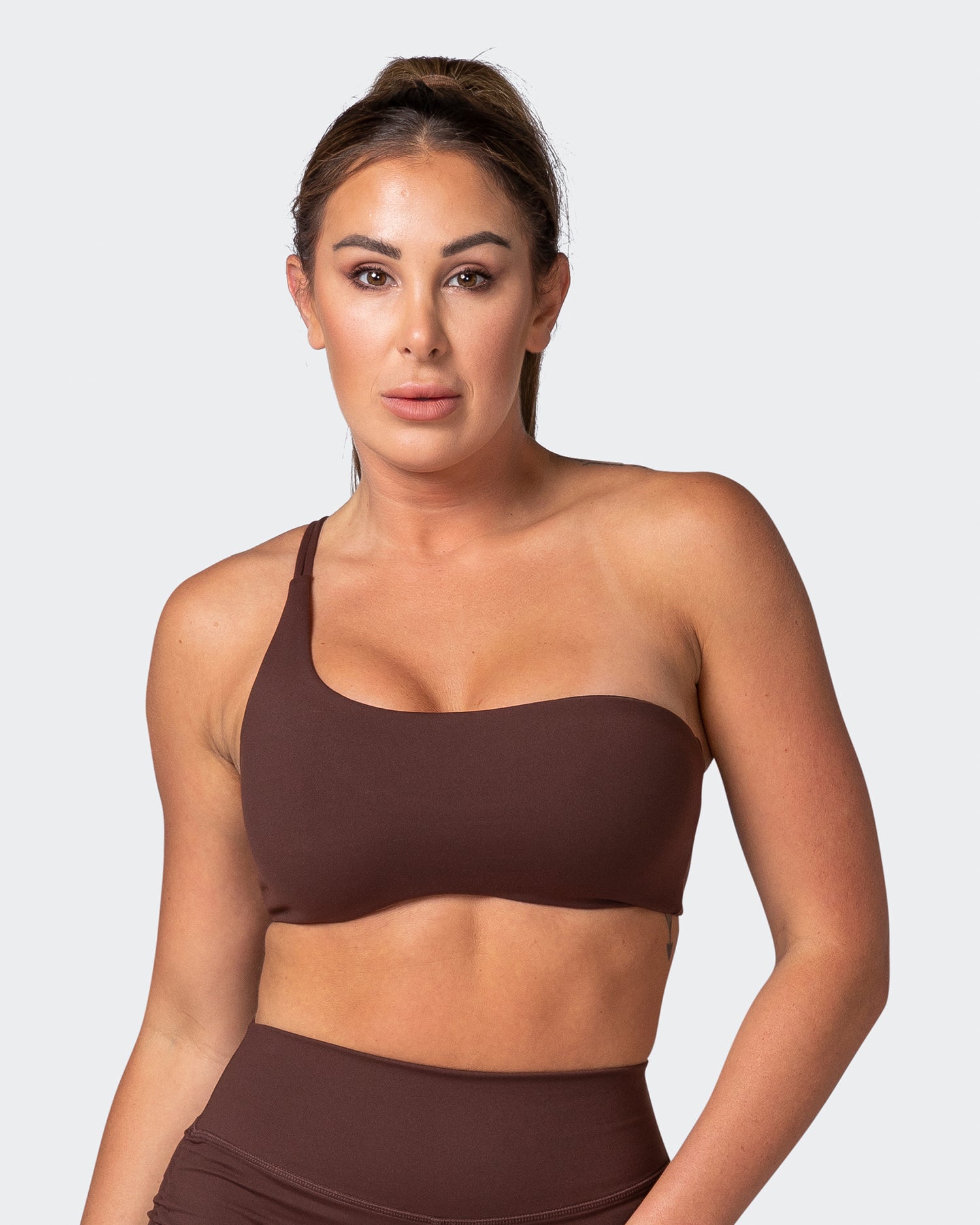 Movement One Shoulder Bralette - Coffee - Muscle Nation