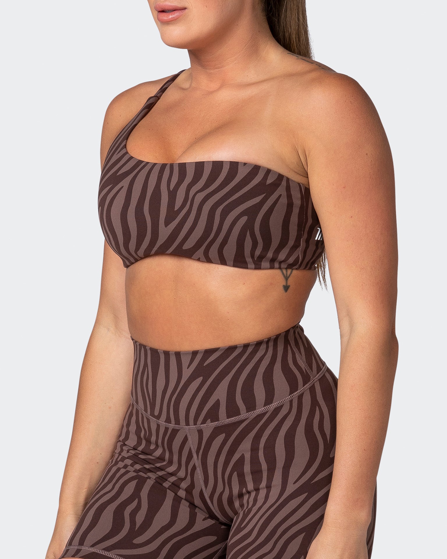 Movement One Shoulder Bralette - Coffee Zebra Print-Bralettes-XS-112243COFZEBPR-XS-MNAPPRL19893-3-Muscle Nation