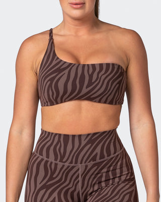 Movement One Shoulder Bralette - Coffee Zebra Print-Bralettes-XS-112243COFZEBPR-XS-MNAPPRL19893-2-Muscle Nation