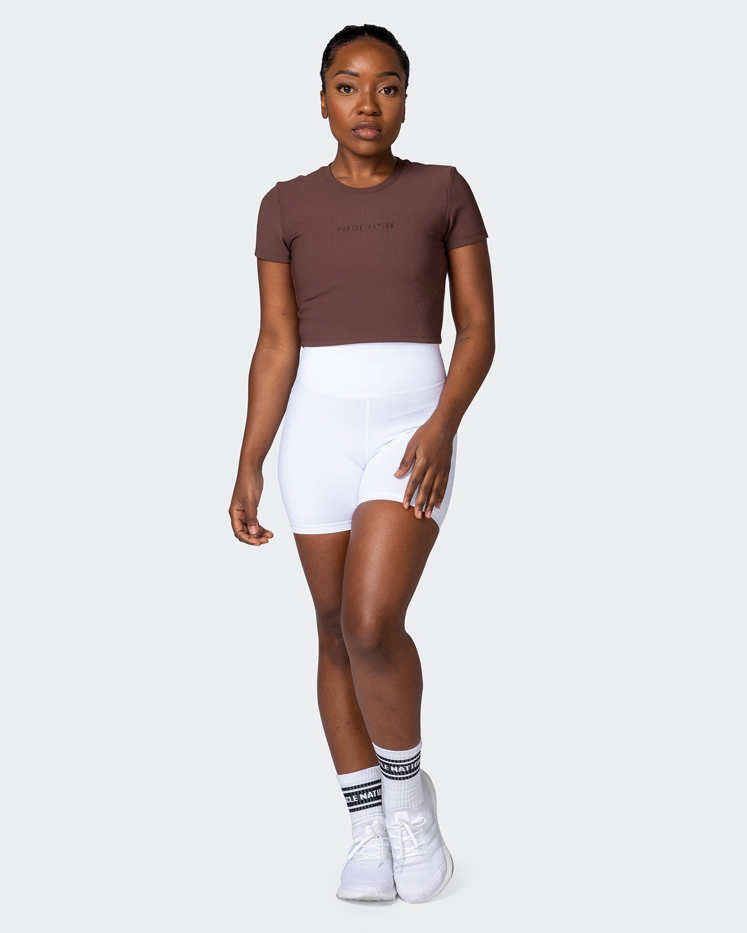 Off Duty Rib Cropped Tee - Coffee-T-Shirts-XXS-112222COFFEE-XXS-MNAPPRL19124-7-Muscle Nation