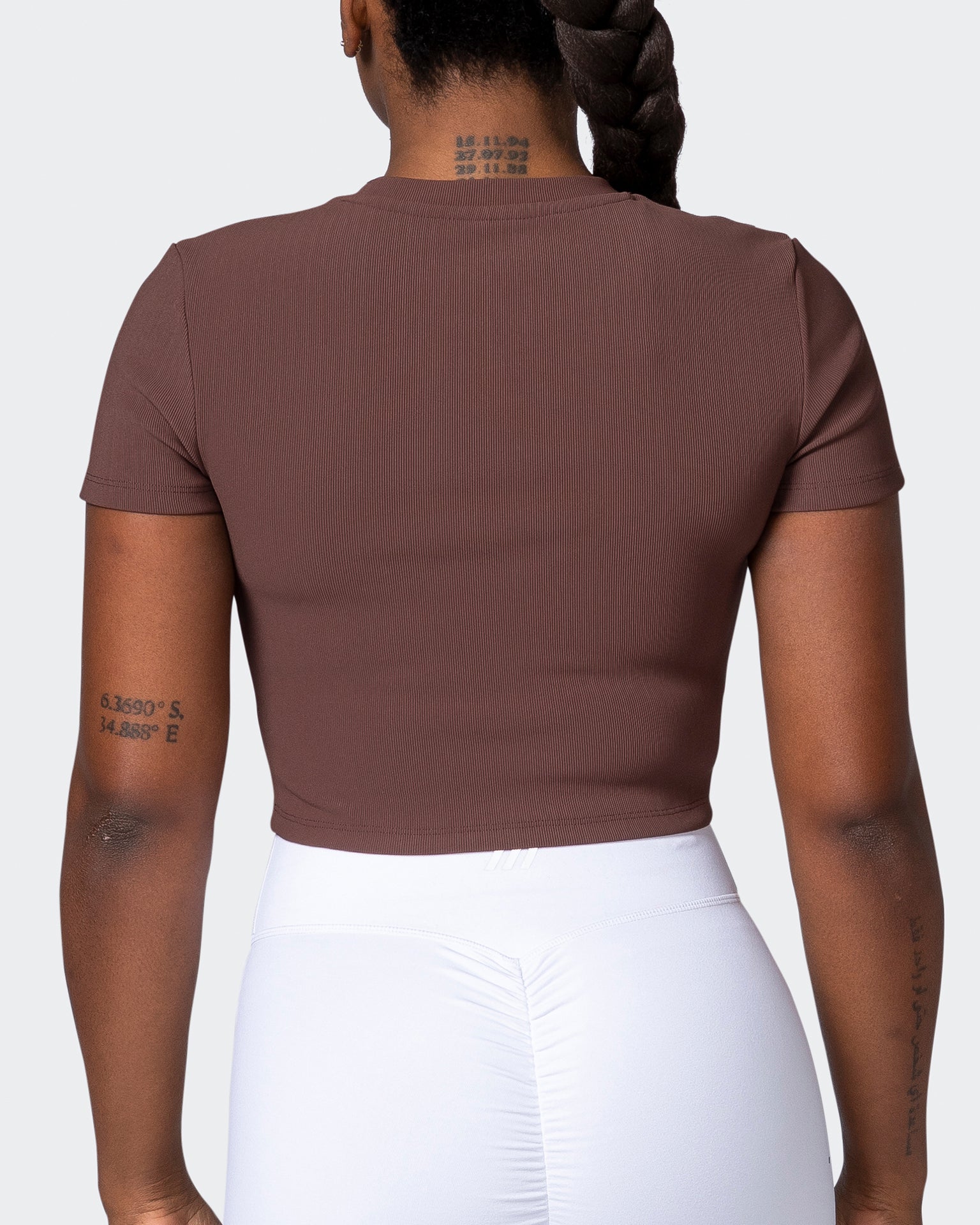 Off Duty Rib Cropped Tee - Coffee-T-Shirts-XXS-112222COFFEE-XXS-MNAPPRL19124-5-Muscle Nation