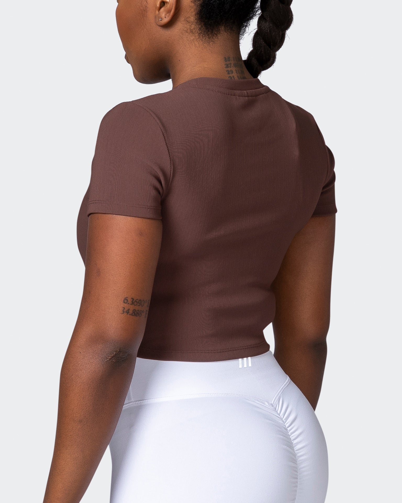 Off Duty Rib Cropped Tee - Coffee-T-Shirts-XXS-112222COFFEE-XXS-MNAPPRL19124-6-Muscle Nation