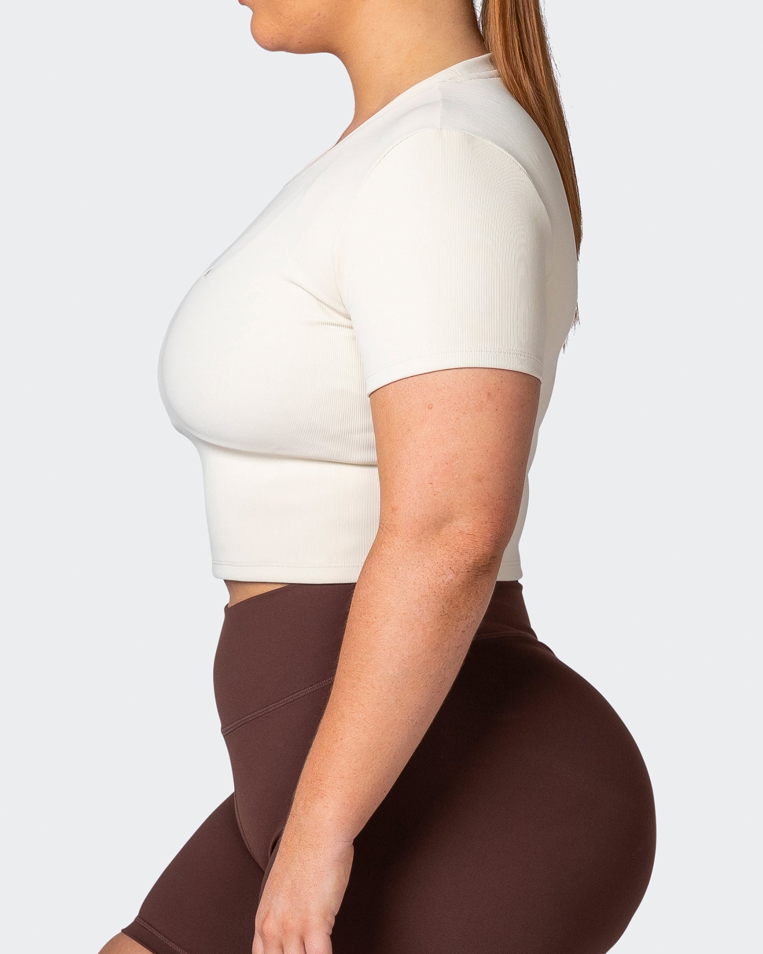 Off Duty Rib Cropped Tee - Cream-T-Shirts-XXS-112222CREAM-XXS-MNAPPRL19115-4-Muscle Nation