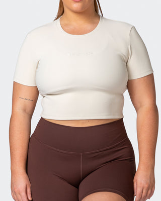 Off Duty Rib Cropped Tee - Cream-T-Shirts-XXS-112222CREAM-XXS-MNAPPRL19115-2-Muscle Nation