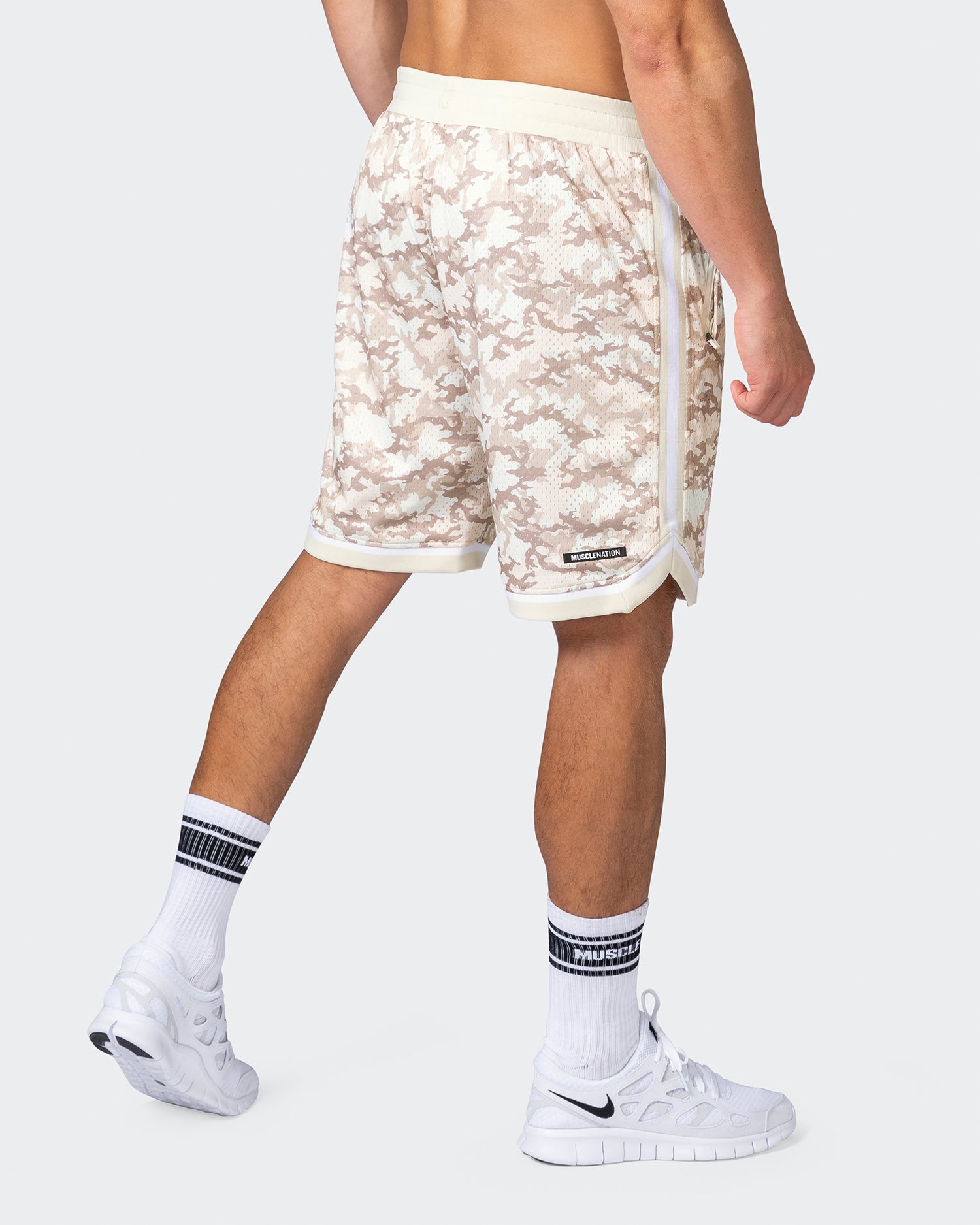 8" Basketball Shorts - Beige Camo Print