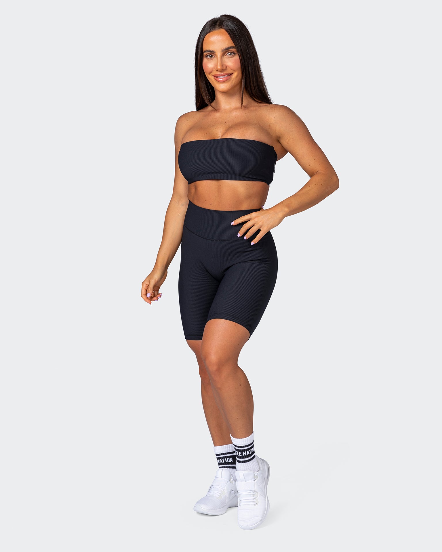 Zero Rise Rib Referee Length Shorts - Black-Shorts-XXS-112267BLK-XXS-MNAPPRL19575-7-Muscle Nation