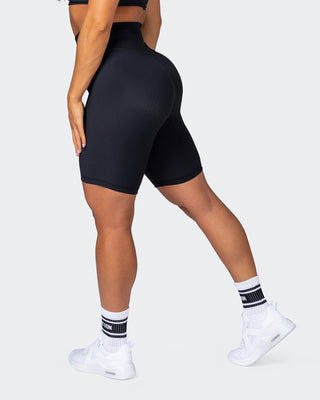 Zero Rise Rib Referee Length Shorts - Black-Shorts-XXS-112267BLK-XXS-MNAPPRL19575-1-Muscle Nation