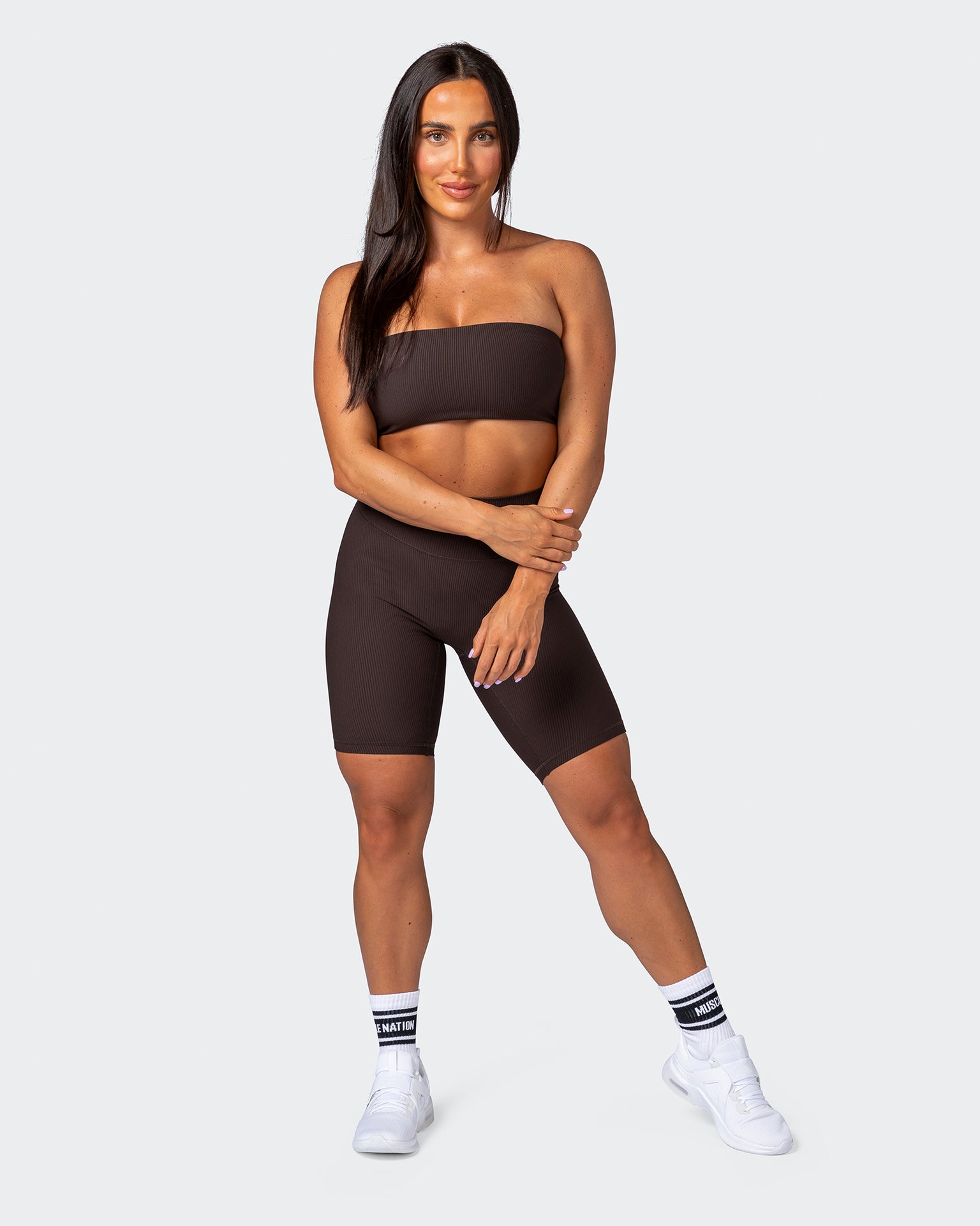 Zero Rise Rib Referee Length Shorts - Cocoa-Shorts-XXS-112267COCOA-XXS-MNAPPRL19584-7-Muscle Nation