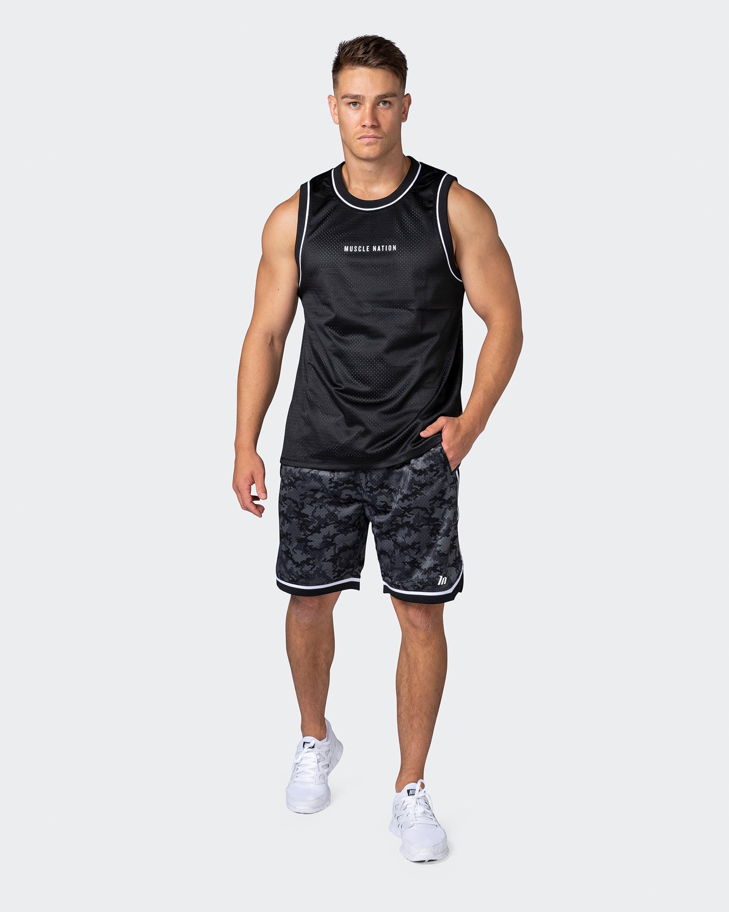 Reversible Basketball Jersey - Monochrome Camo / Black