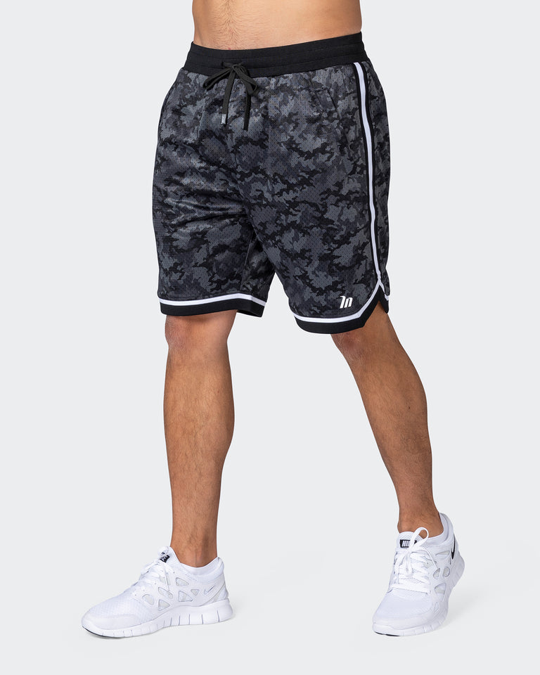8" Basketball Shorts - Monochrome Camo Print