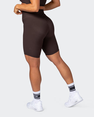 Zero Rise Rib Referee Length Shorts - Cocoa-Shorts-XXS-112267COCOA-XXS-MNAPPRL19584-1-Muscle Nation