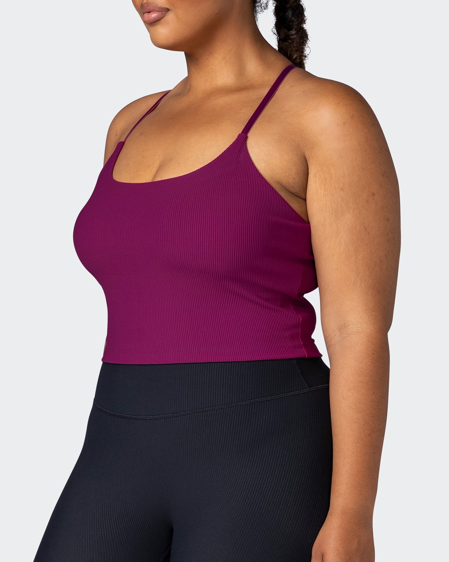 Summertime Rib Cropped Tank - Huckleberry