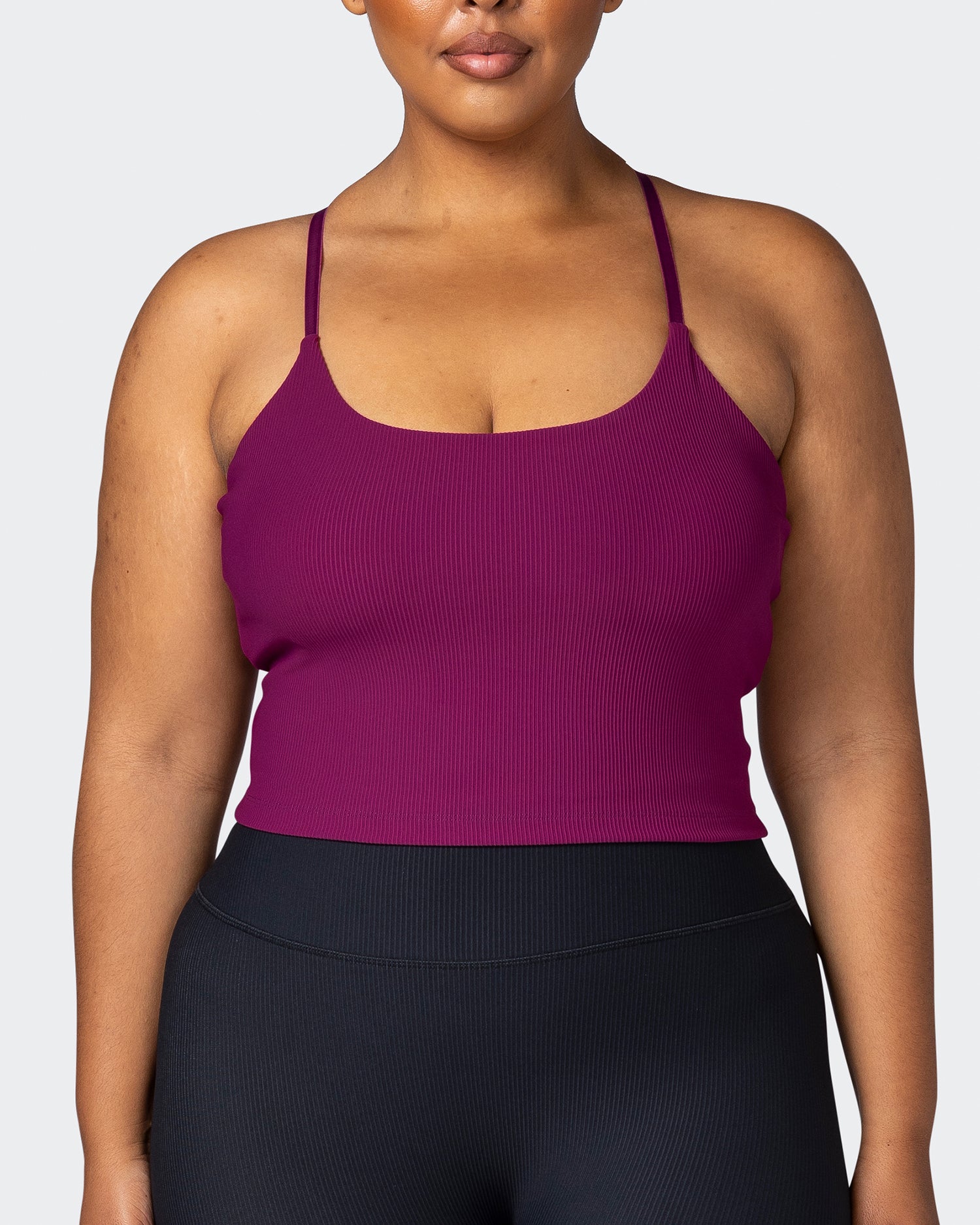 Summertime Rib Cropped Tank - Huckleberry