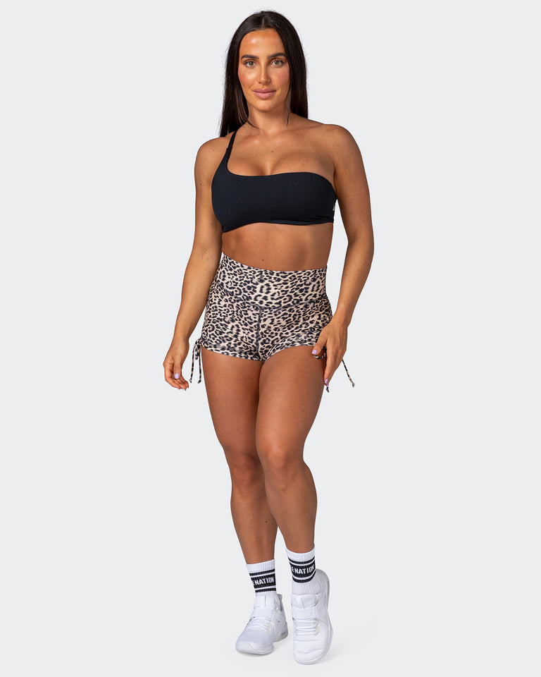 Signature Scrunch Tie Up Shorts - Yellow Leopard