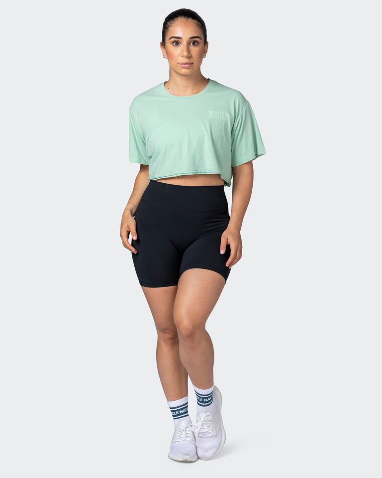 Box Wave Cropped Vintage Tee - Washed Pastel Green