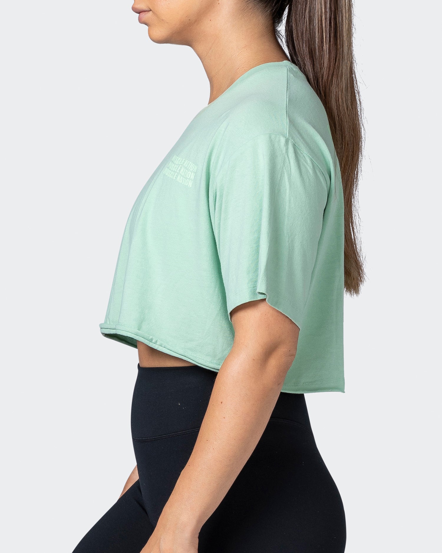 Box Wave Cropped Vintage Tee - Washed Pastel Green
