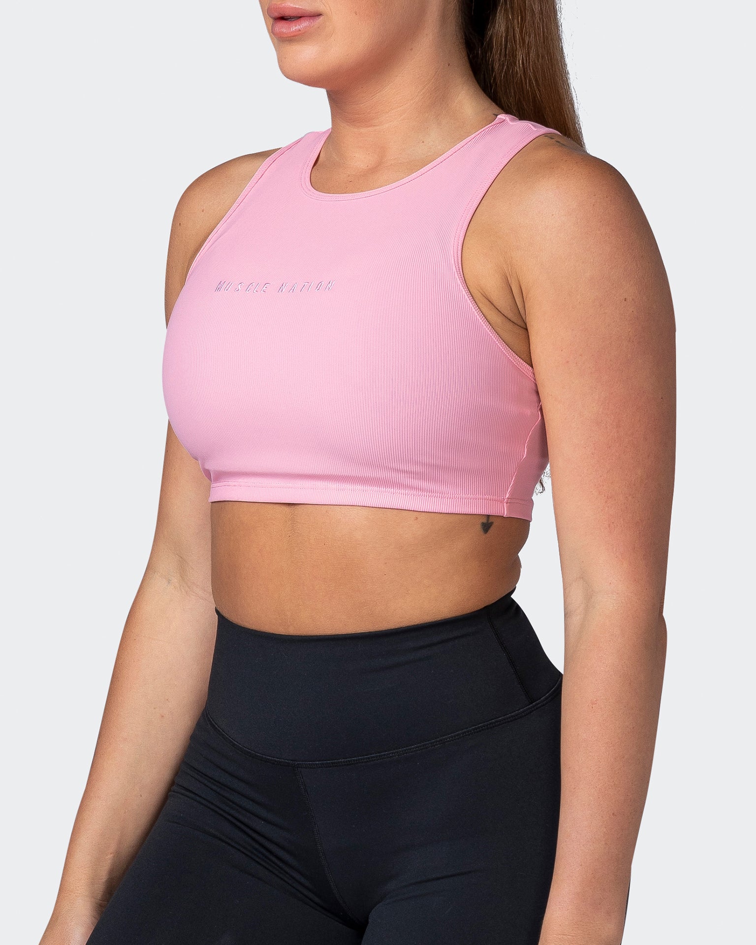 Off Duty Rib Cropped Tank - Strawberry Pink-Singlets & Tanks-XXS-112230STWBRPIK-XXS-MNAPPRL19351-3-Muscle Nation