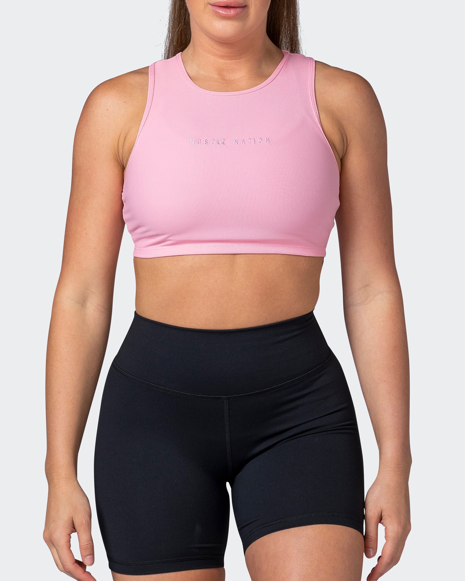 Off Duty Rib Cropped Tank - Strawberry Pink-Singlets & Tanks-XXS-112230STWBRPIK-XXS-MNAPPRL19351-2-Muscle Nation