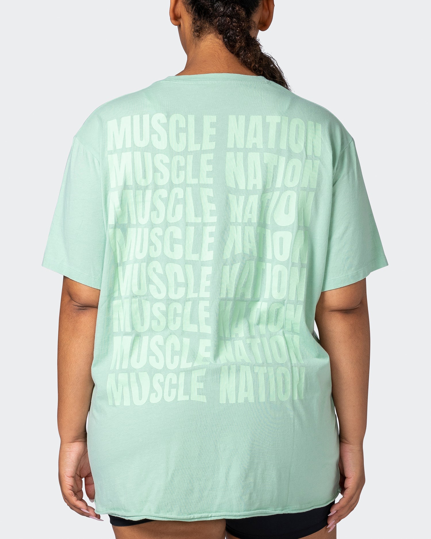 Womens Box Wave Oversized Vintage Tee - Washed Pastel Green