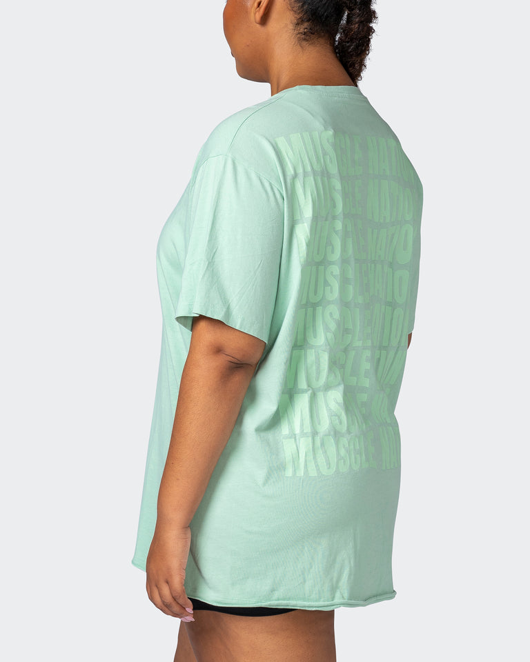 Womens Box Wave Oversized Vintage Tee - Washed Pastel Green