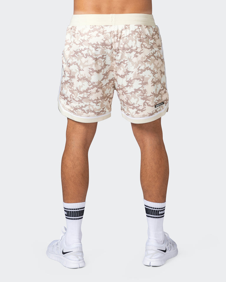 5" Basketball Shorts - Beige Camo Print