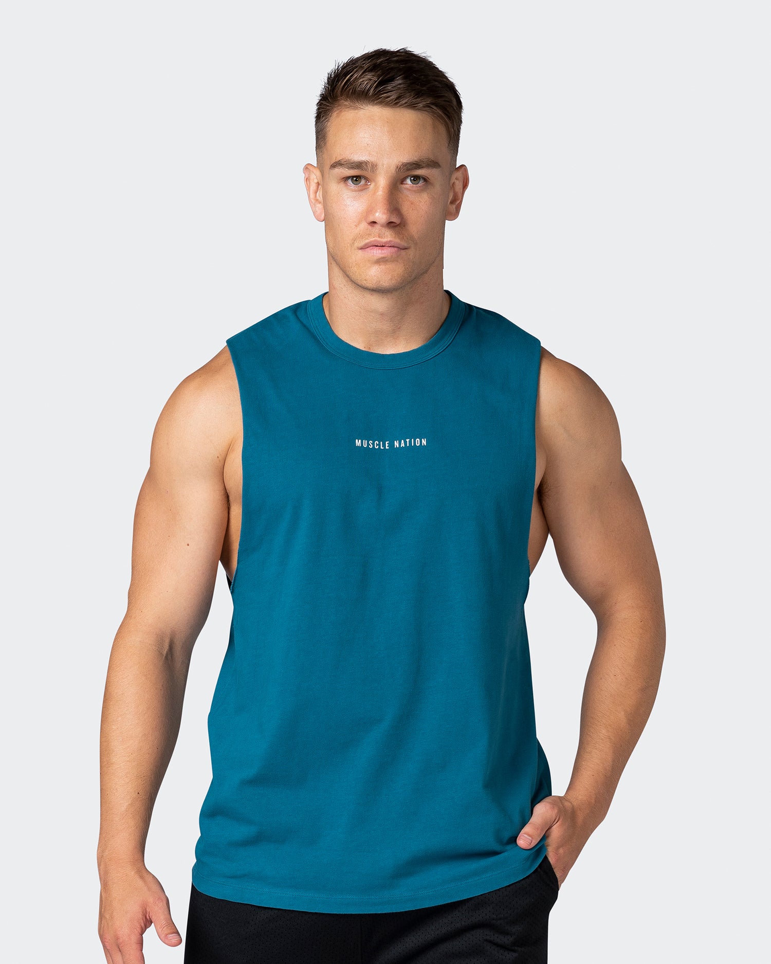 Ease Drop Arm Heavy Vintage Tank - Washed Marine