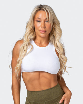 HBxMN Bliss Rib Cropped Tank - White-Singlets & Tanks-XXS-062202WHT-XXS-MNAPPRL15791-1-Muscle Nation