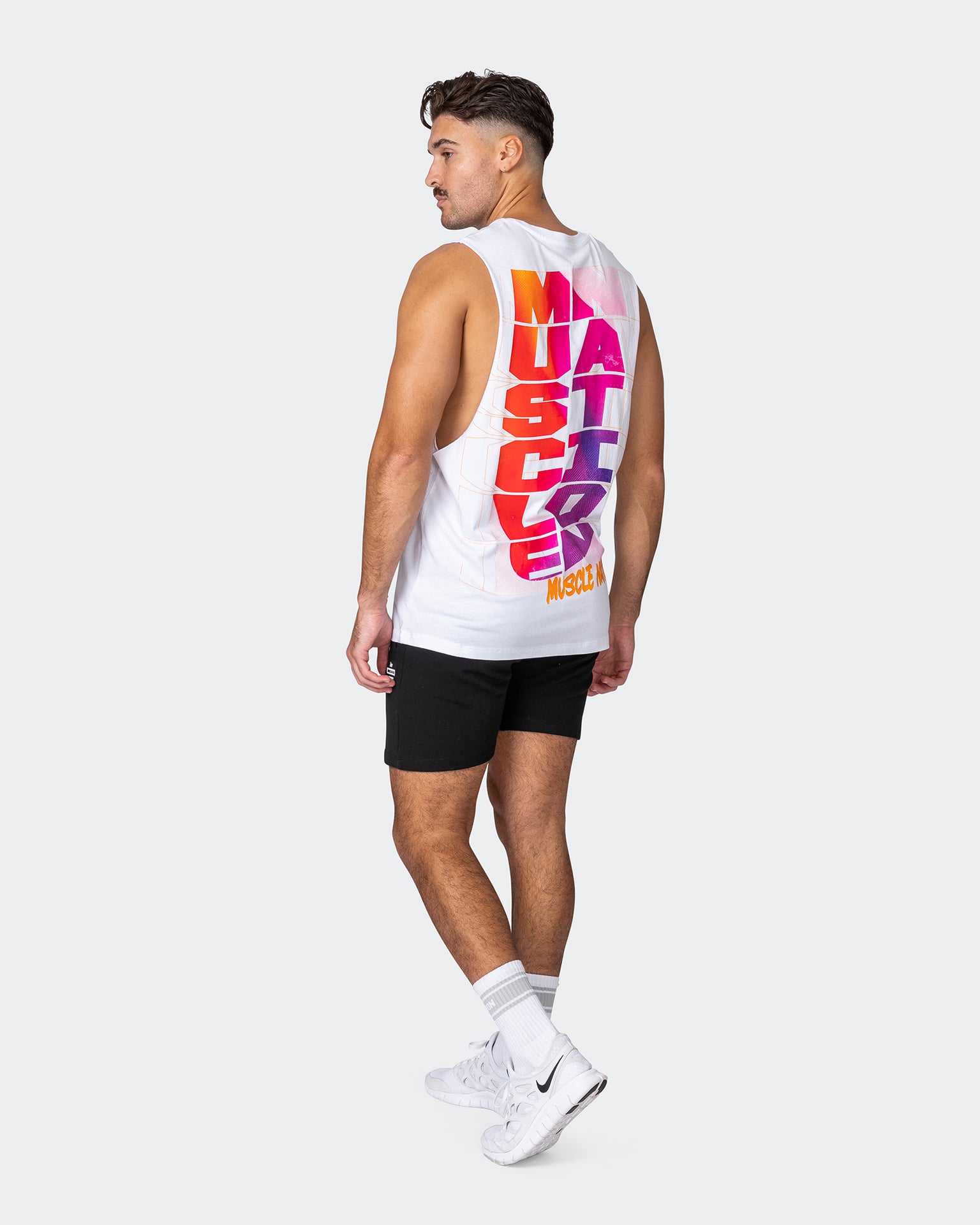 Electric Drop Arm Tank - White-Singlets & Tanks-S-032341WHT-S-MNAPPRL21595-7-Muscle Nation