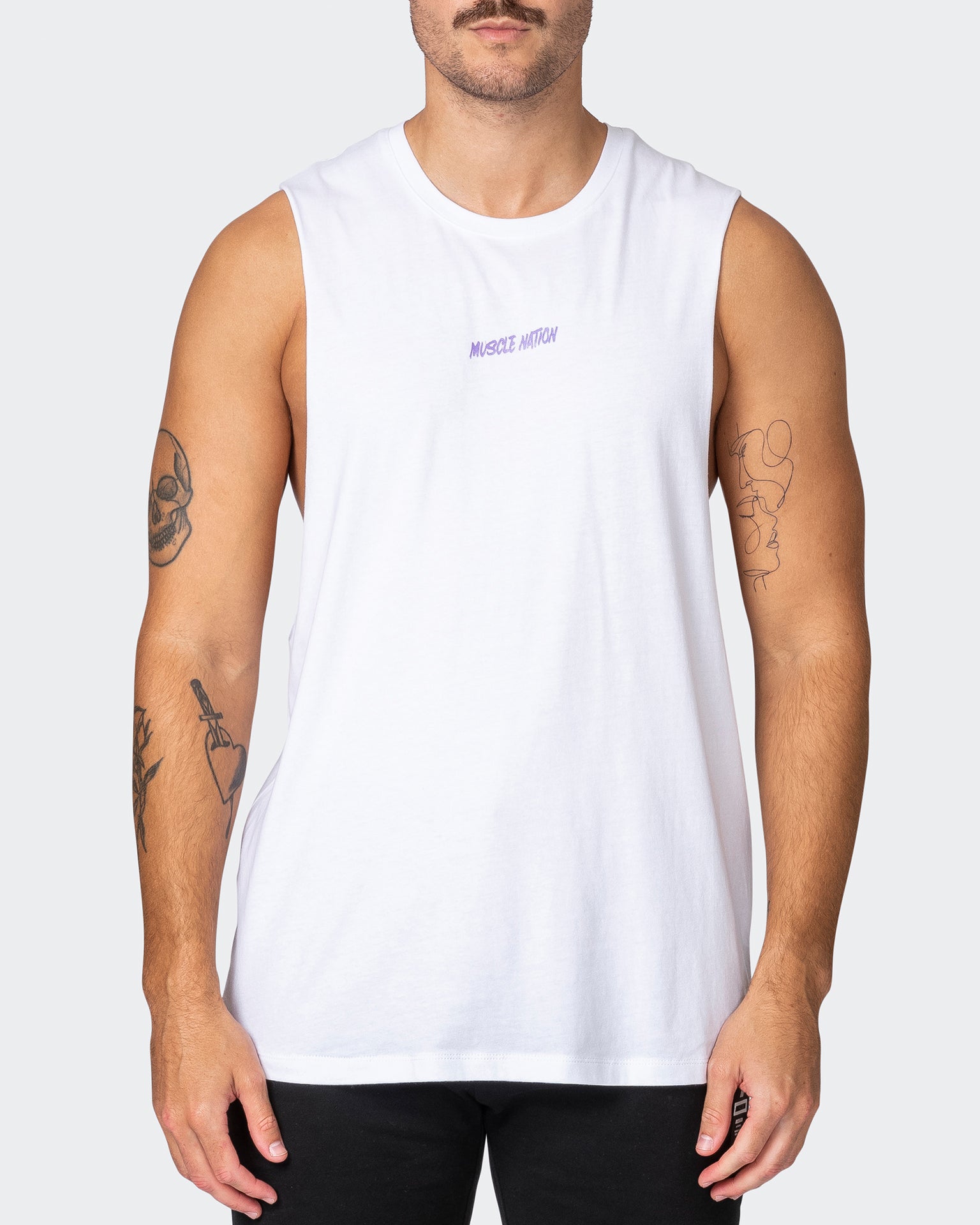 Electric Drop Arm Tank - White-Singlets & Tanks-S-032341WHT-S-MNAPPRL21595-2-Muscle Nation