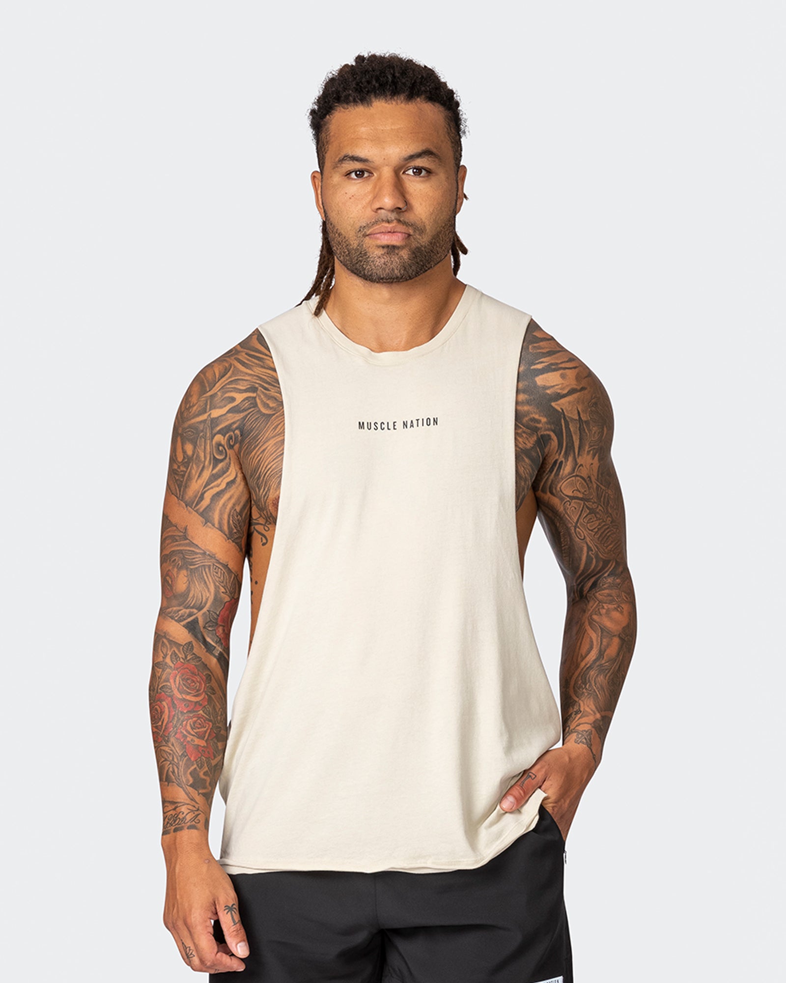 Ultra Drop Arm Vintage Tank - Washed Cream