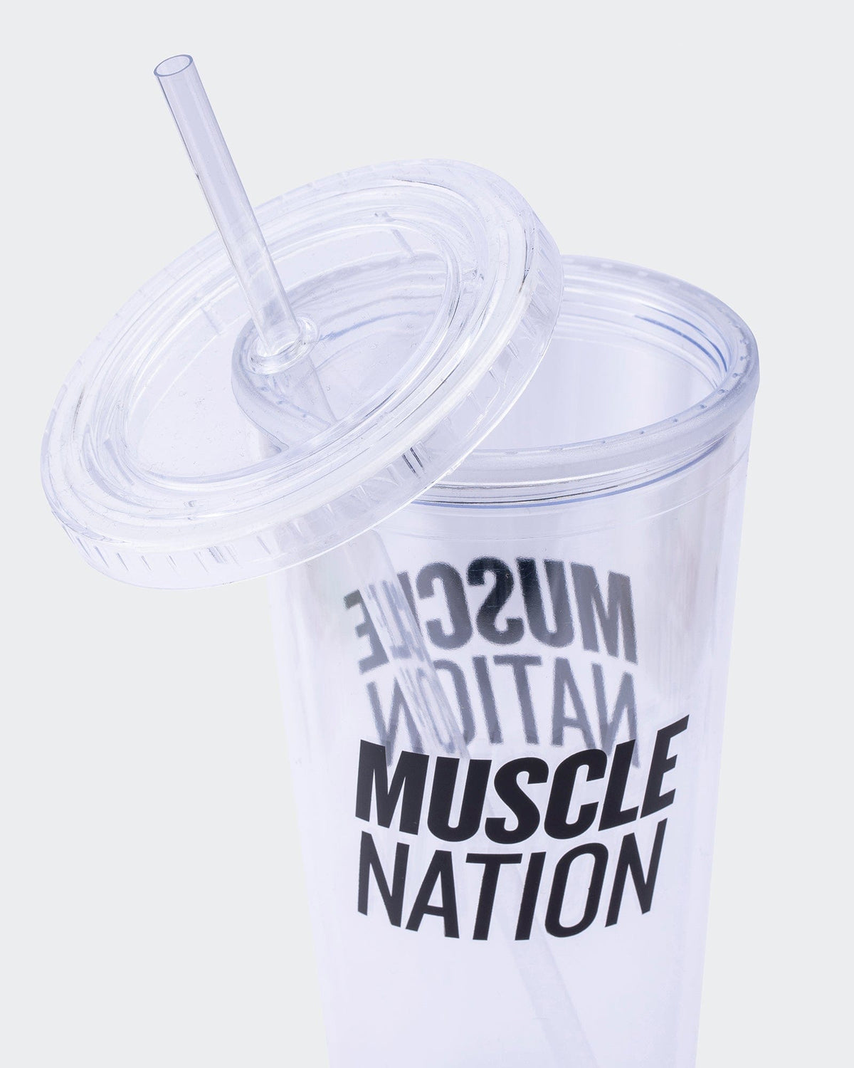 650ml MN Straw Cup in Clear / White - Muscle Nation, view 2