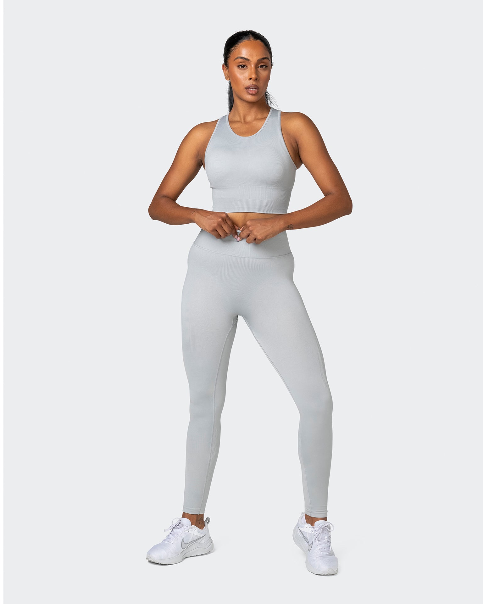 Longline Seamless Bra - Steel-Sports Bras-XS-032230STEEL-XS-MNAPPRL16826-7-Muscle Nation