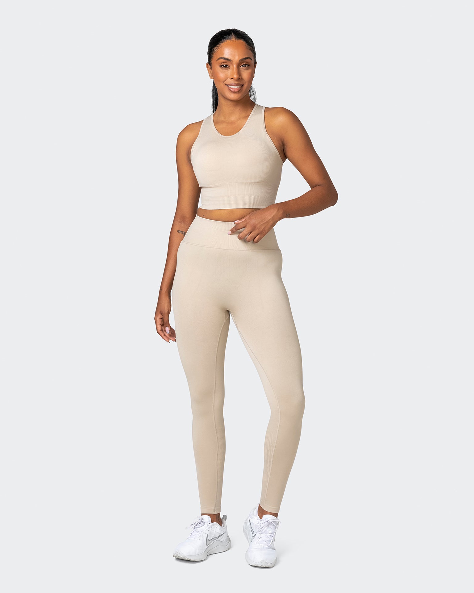 Longline Seamless Bra - Bone-Sports Bras-XS-032230BNE-XS-MNAPPRL16838-7-Muscle Nation