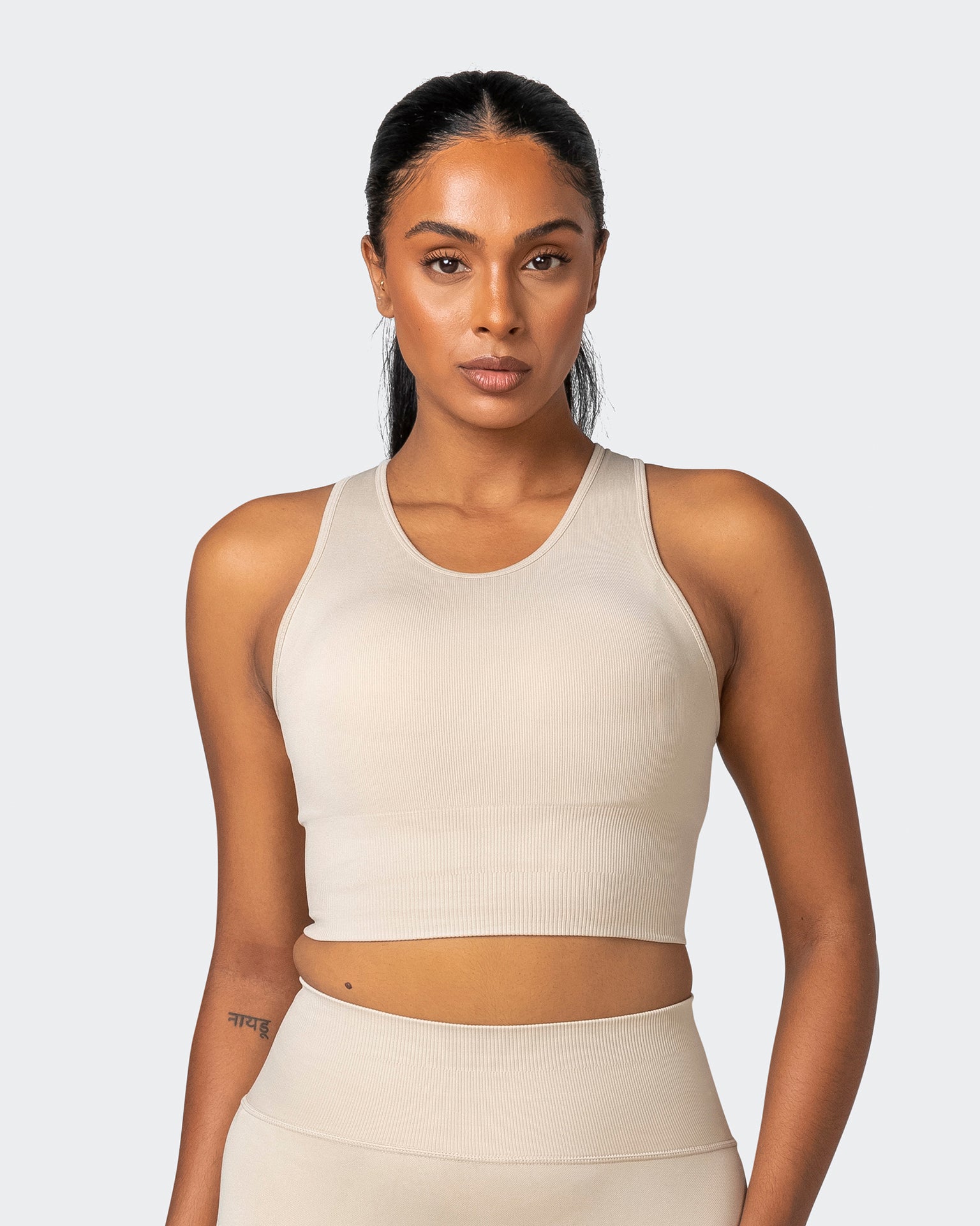 Longline Seamless Bra - Bone-Sports Bras-XS-032230BNE-XS-MNAPPRL16838-1-Muscle Nation