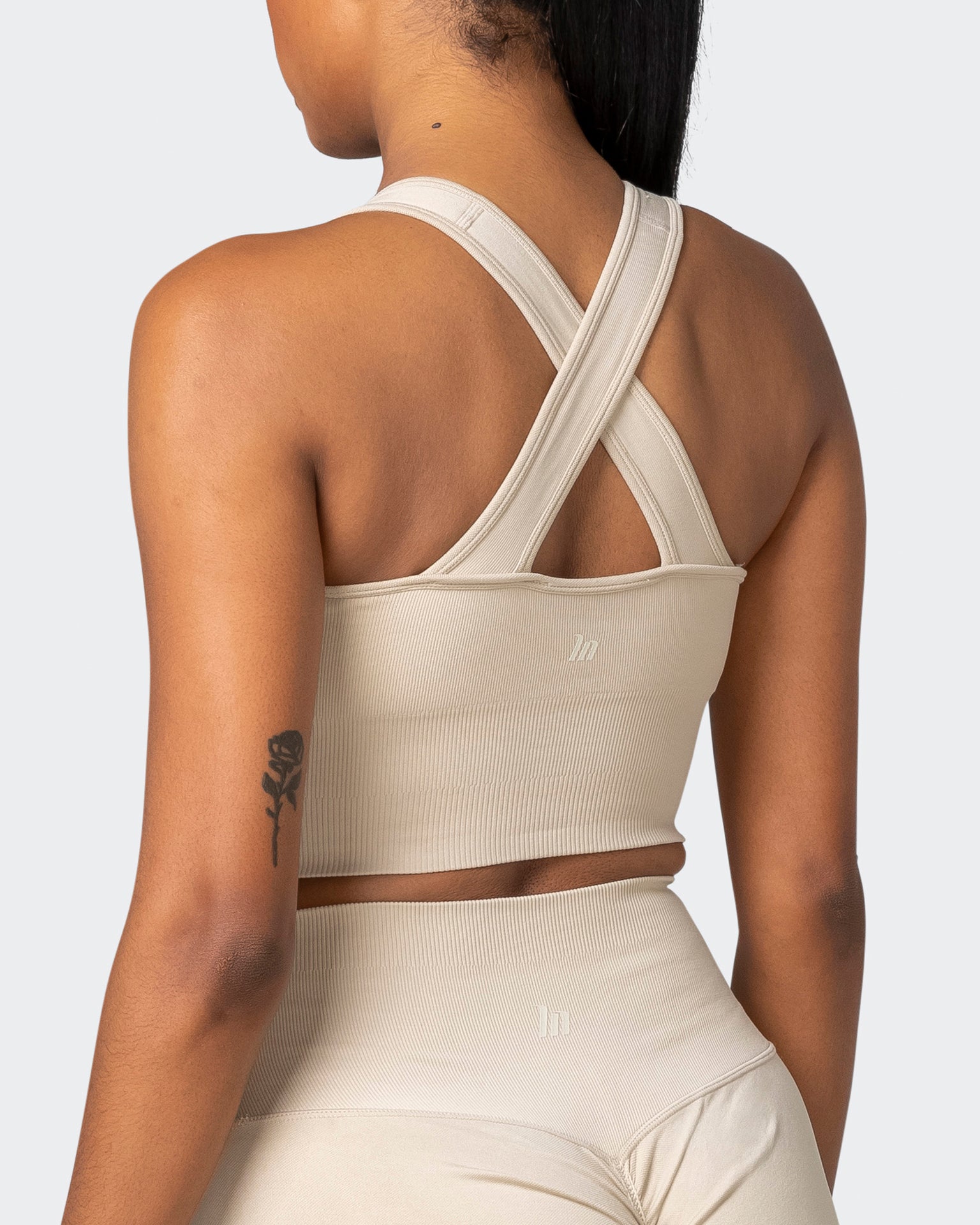 Longline Seamless Bra - Bone-Sports Bras-XS-032230BNE-XS-MNAPPRL16838-5-Muscle Nation