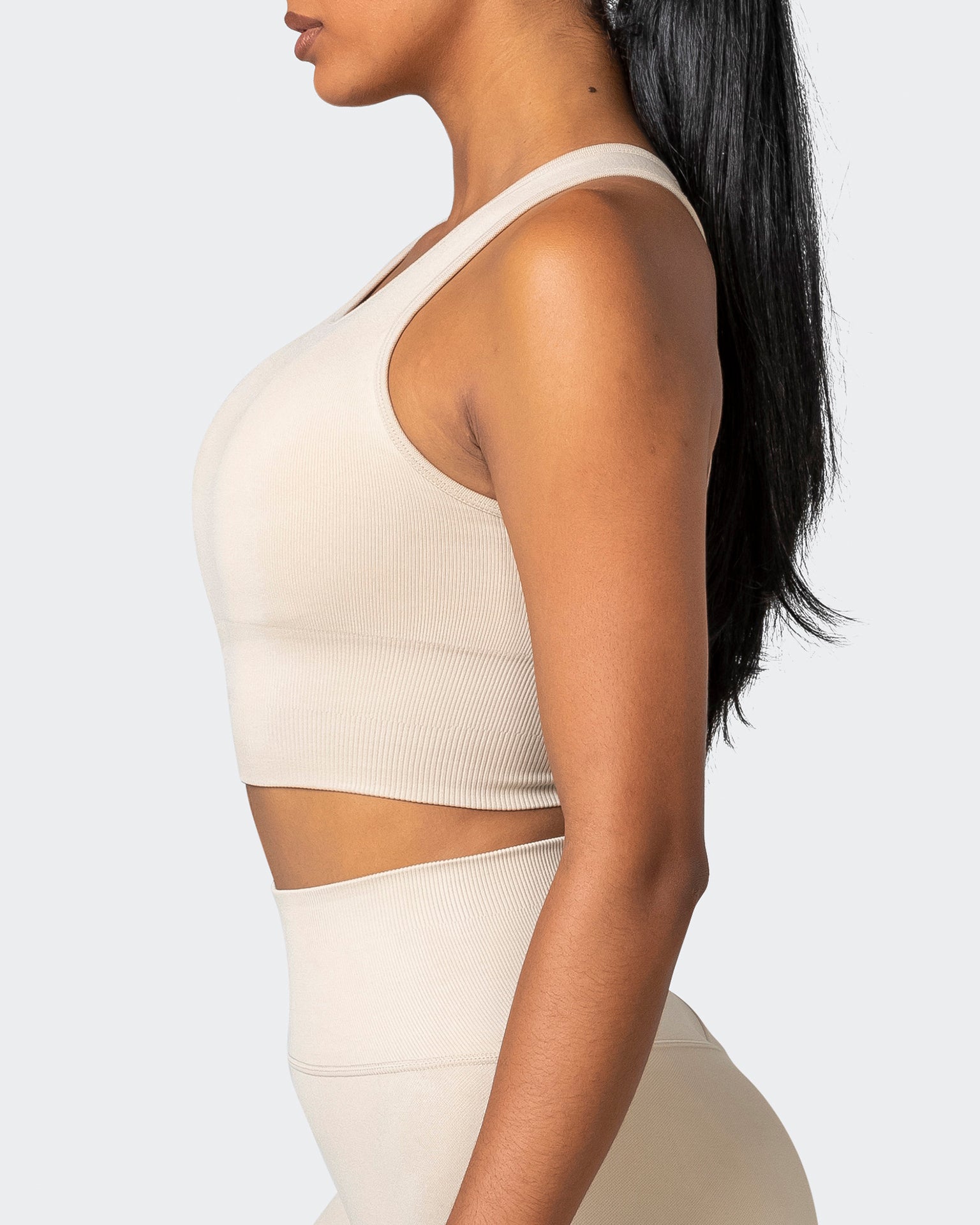 Longline Seamless Bra - Bone-Sports Bras-XS-032230BNE-XS-MNAPPRL16838-4-Muscle Nation