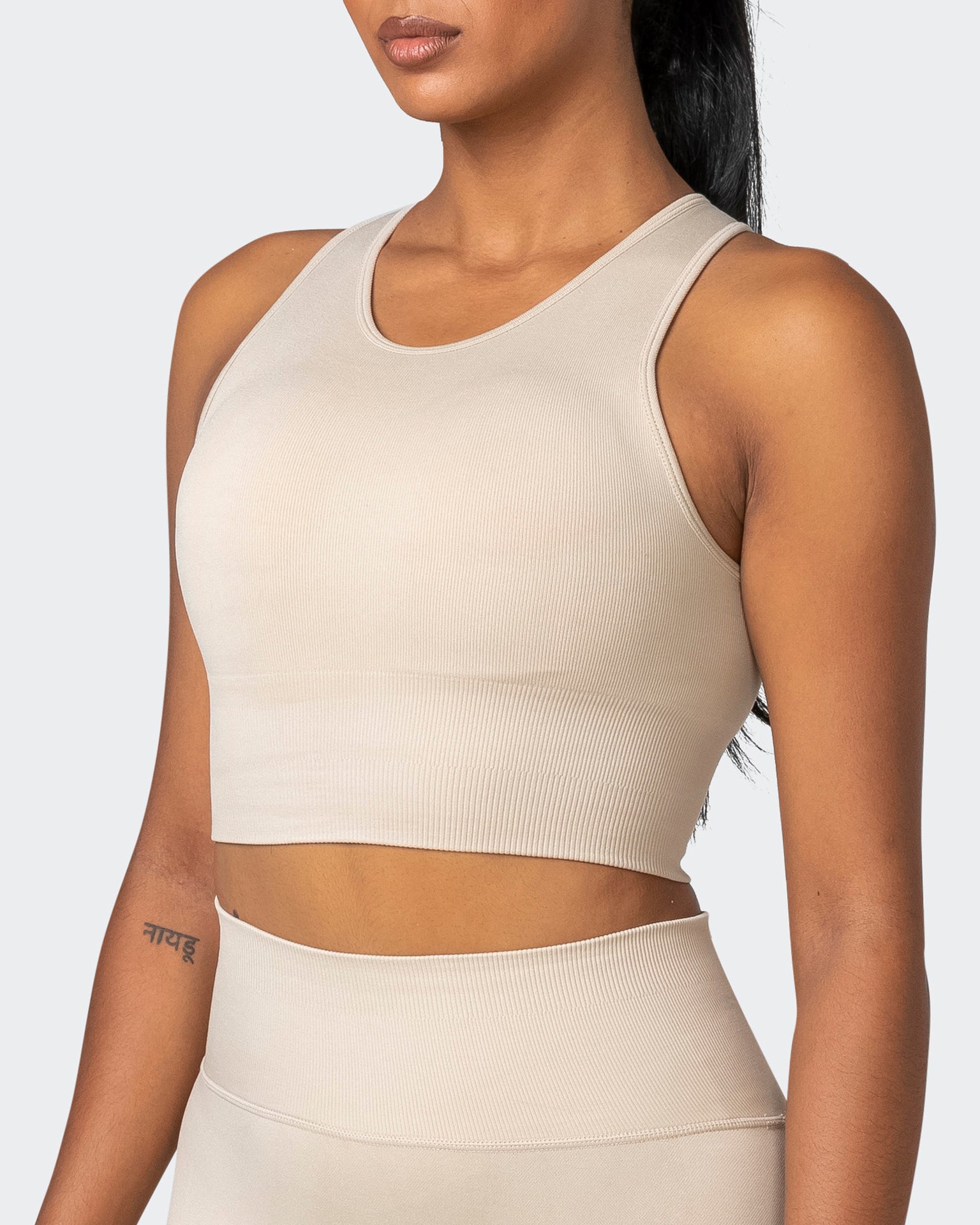 Longline Seamless Bra - Bone-Sports Bras-XS-032230BNE-XS-MNAPPRL16838-3-Muscle Nation