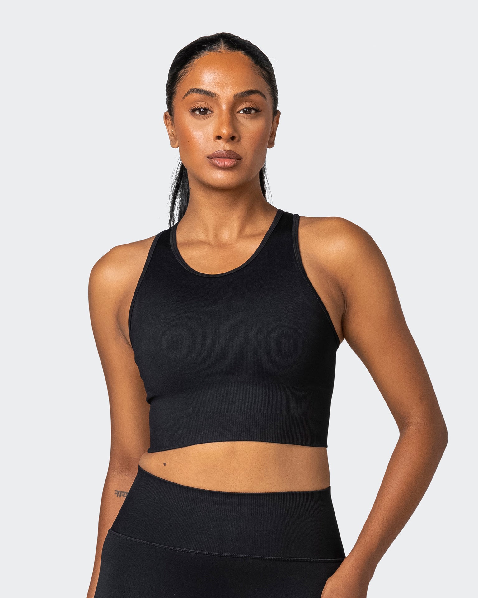 Longline Seamless Bra - Black-Sports Bras-XS-032230BLK-XS-MNAPPRL16820-1-Muscle Nation