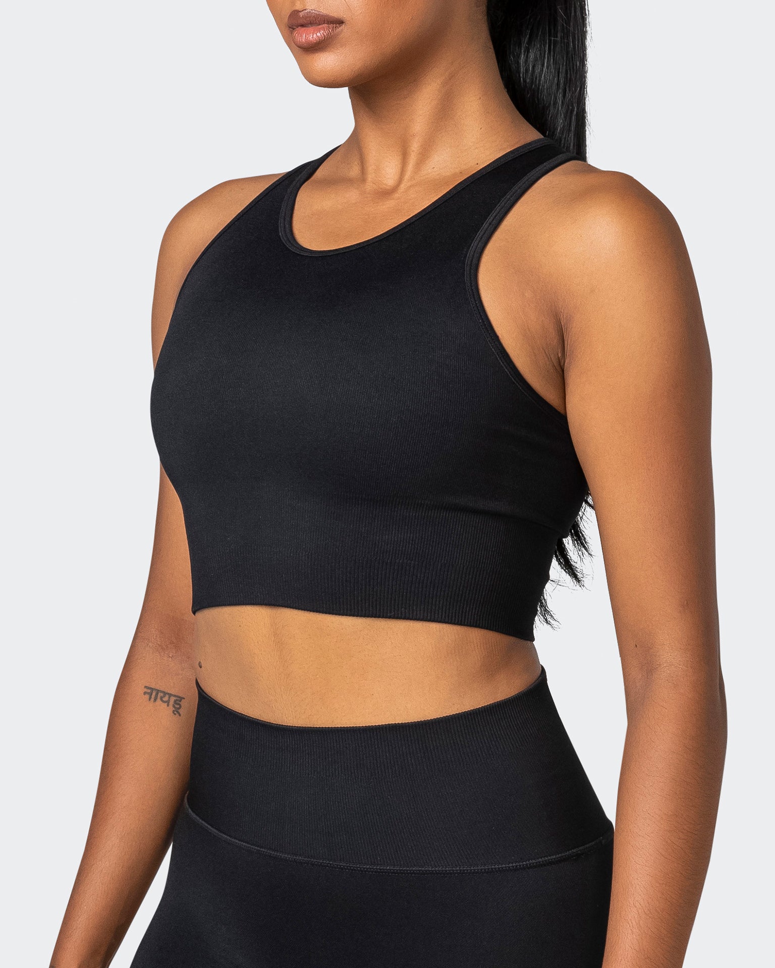 Longline Seamless Bra - Black-Sports Bras-XS-032230BLK-XS-MNAPPRL16820-3-Muscle Nation