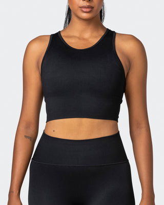 Longline Seamless Bra - Black-Sports Bras-XS-032230BLK-XS-MNAPPRL16820-2-Muscle Nation