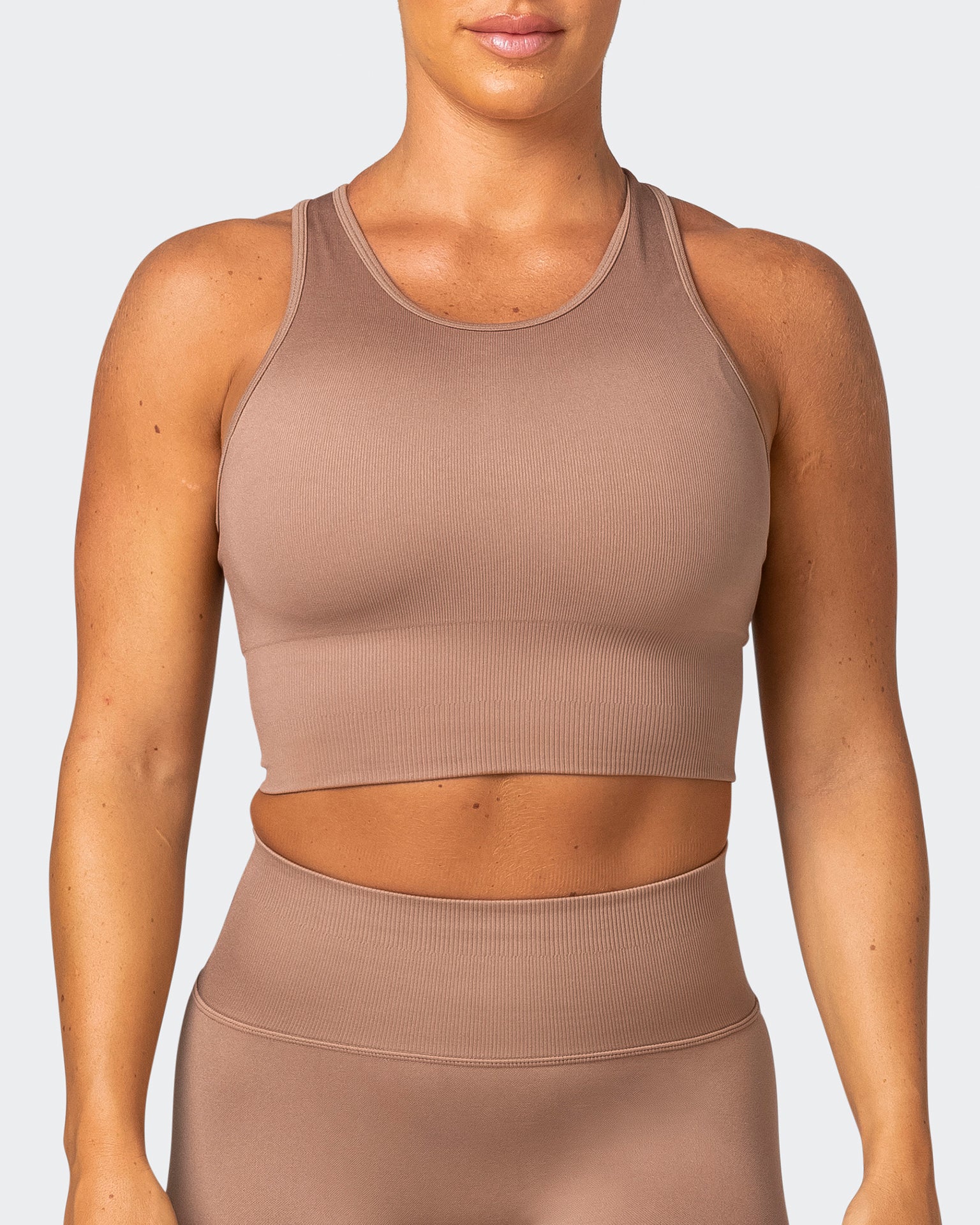 Longline Seamless Bra - Biscuit-Sports Bras-XS-032230BSCUIT-XS-MNAPPRL16832-2-Muscle Nation