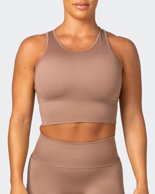 Longline Seamless Bra - Biscuit-Sports Bras-XS-032230BSCUIT-XS-MNAPPRL16832-2-Muscle Nation