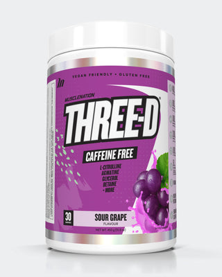 THREE D Pre Workout Pump Caffeine Free - Sour Grape - 30 serves