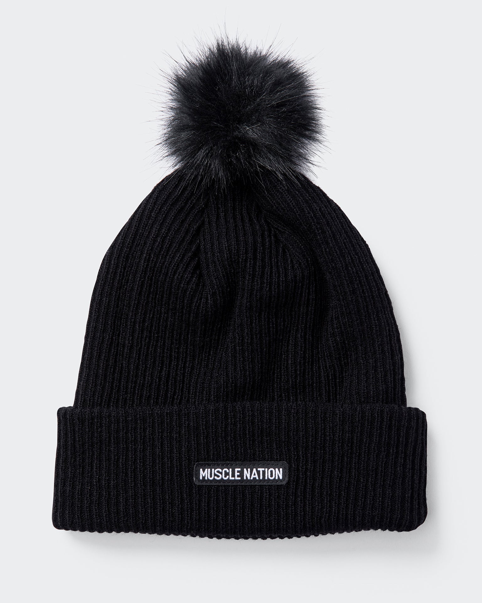 Pompom Beanie-Headwear-Black-AC042393BLK-ONE-MNAPPRL26469-2-Muscle Nation