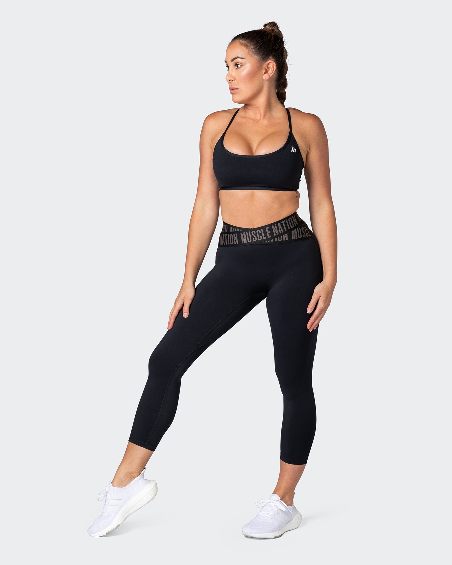 Junior's Cross Faith Black Athletic Workout Leggings Thights One