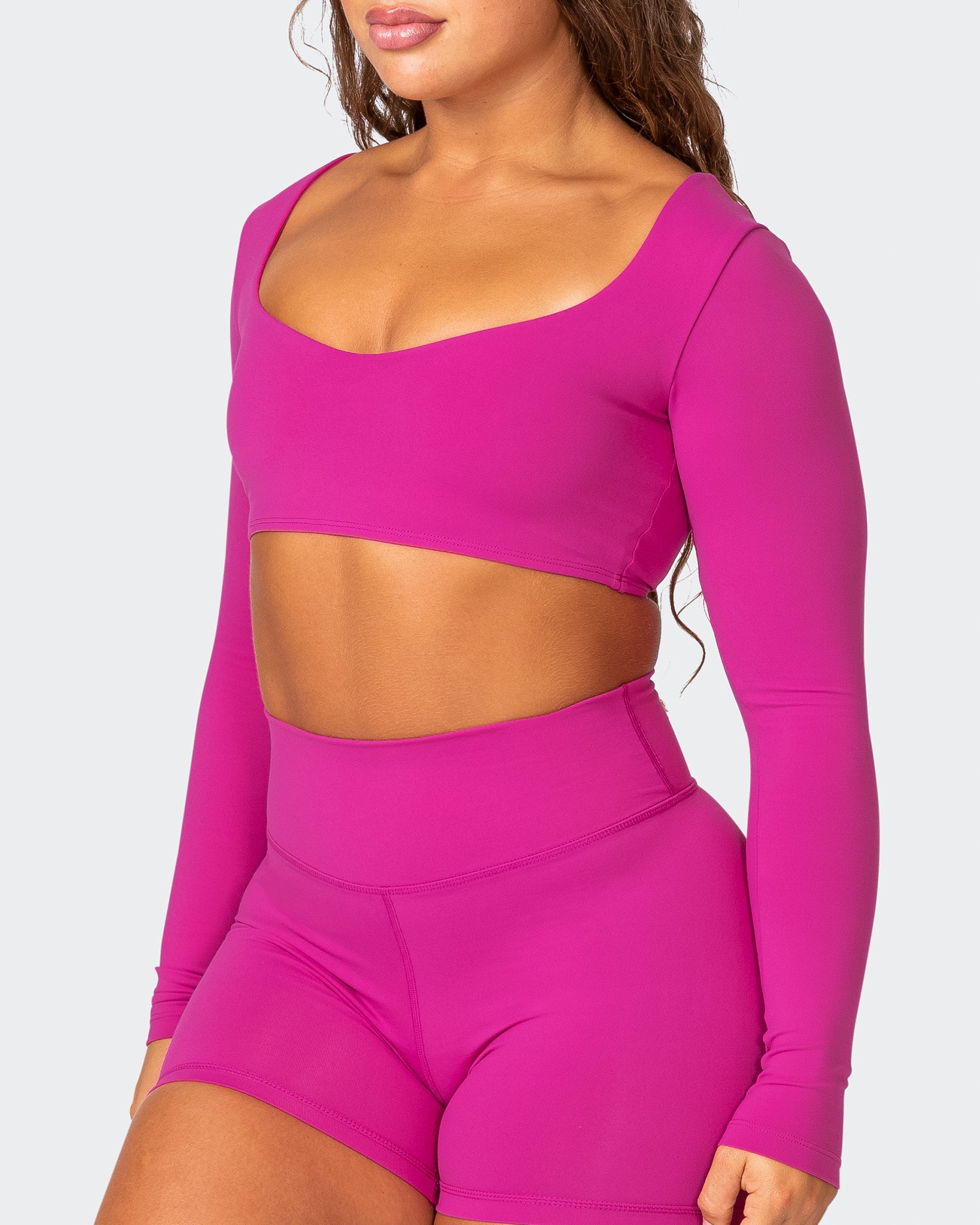 Power Seamless Long Sleeve Crop Top - Raspberry